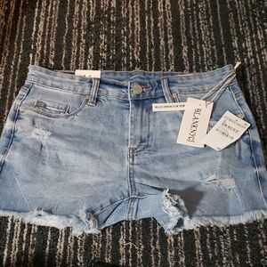 Blank NYC Blue Jean Shorts with Frayed Hem
